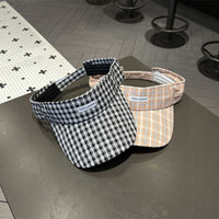 Korean Style Plaid Open-Top Sun Visor for Outdoor Sports & UV Protection