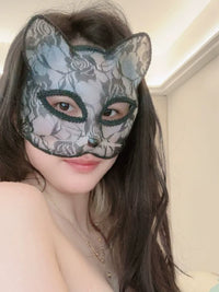Lace Cat Eye Half Face Mask for Halloween Cosplay & Photography Props