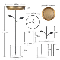 Freestanding Garden Bird Bath Feeder with Metal Stake, Detachable Water Bowl for Patio Yard Decor