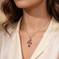 Vintage Silver Diamond Music Note Necklace for Women