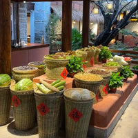 Handwoven Bamboo Display Basket for Produce & Goods