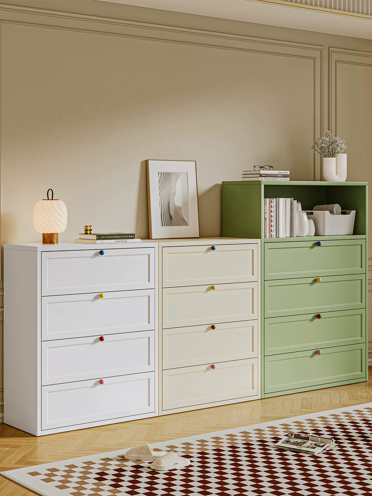 Metal Chest of Drawers with Multiple Layers for Bedroom Storage, 40cm Wide