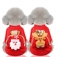 Christmas Pet Dog Cat Fleece Hoodie with Pocket for Small to Medium Breeds