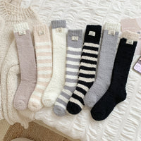 Women's Thick Coral Fleece Striped Thermal Sleep Socks