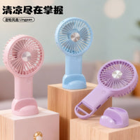 2026 Creative Handheld Mini Fan with Desktop Stand and Carabiner Clip, Portable USB Rechargeable for Outdoor Travel