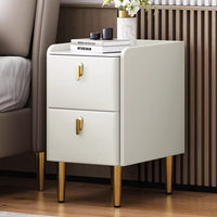 Ultra-Narrow Rock Board Nightstand, Modern Minimalist Leather Storage Cabinet, Light Luxury Small 25cm High Mini Bedside Table
