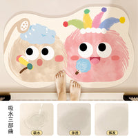 Cartoon Diatomaceous Earth Bath Mat Quick Dry Non-Slip Absorbent Floor Mat for Bathroom Entrance