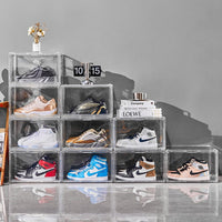 Clear Dustproof Shoe Storage Box with Magnetic Door, Large Capacity Display Case