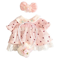 25cm Milou Doll Clothes Set with Heart Dot Dress and Butterfly Bag