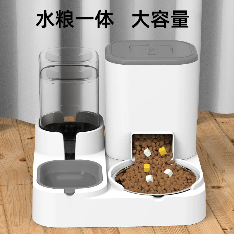 Automatic Pet Feeder with Water Dispenser and Food Bowl for Cats and Dogs, Double Bowl Design