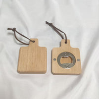 Beech Wood Bottle Opener with Magnetic Refrigerator Sticker