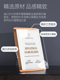 Crystal Award Certificate Frame A4 A5 A3 Patent License Display Holder
