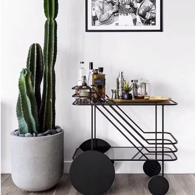 Rolling Bar Cart with Tempered Glass Shelves, Mobile Serving Trolley for Kitchen, Dining, or Home