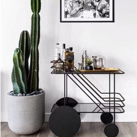 Rolling Bar Cart with Tempered Glass Shelves, Mobile Serving Trolley for Kitchen, Dining, or Home