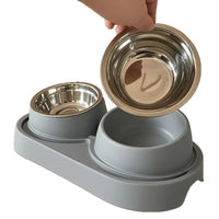 Pet Double Bowl for Cats and Dogs, Wet and Dry Food Separation Feeder