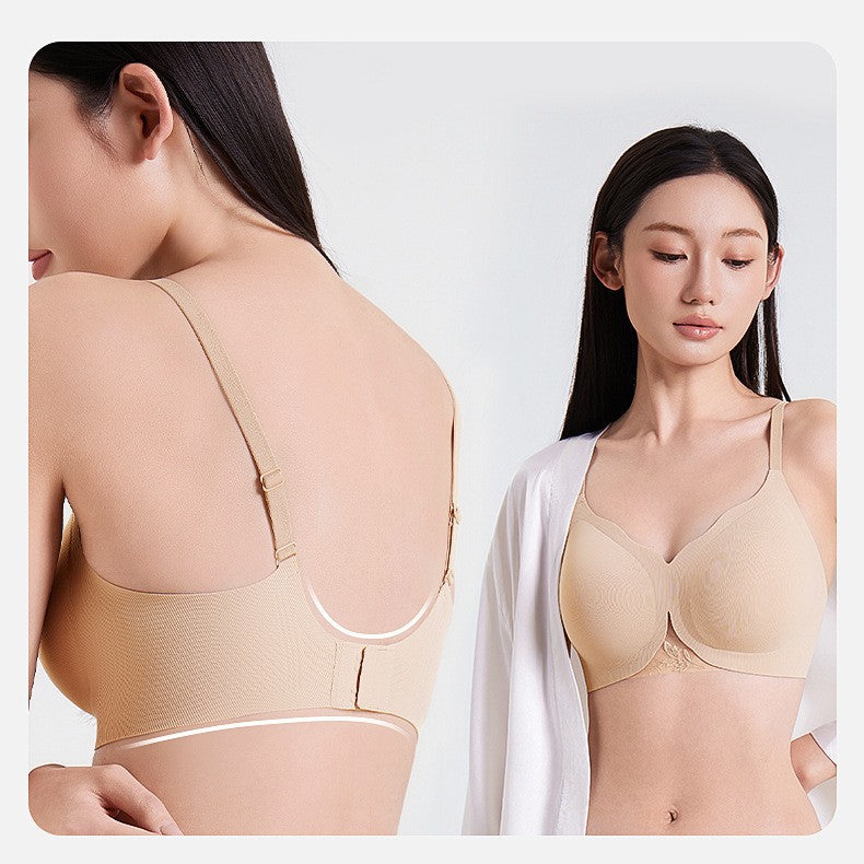 Comfortable Cooling Seamless Bralette with Wavy Edge and Embroidery for Women