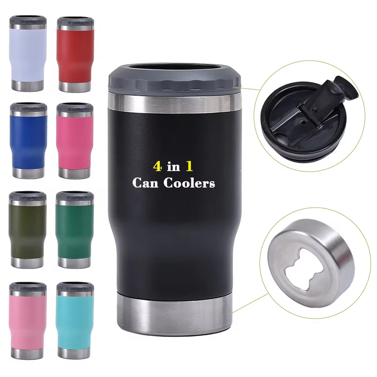 14oz Stainless Steel Insulated Beer Mug with Bottle Opener, Large Capacity Portable Cooler for Outdoor Camping