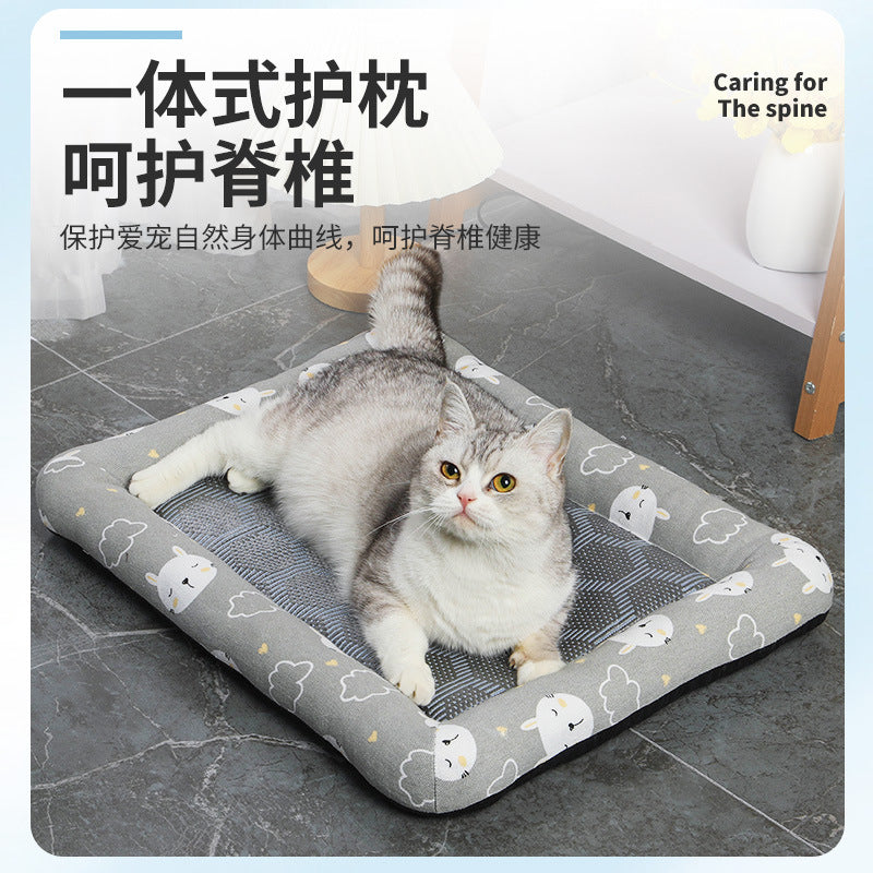 Cooling Pet Bed with Ice Mat for Cats and Dogs, All Seasons