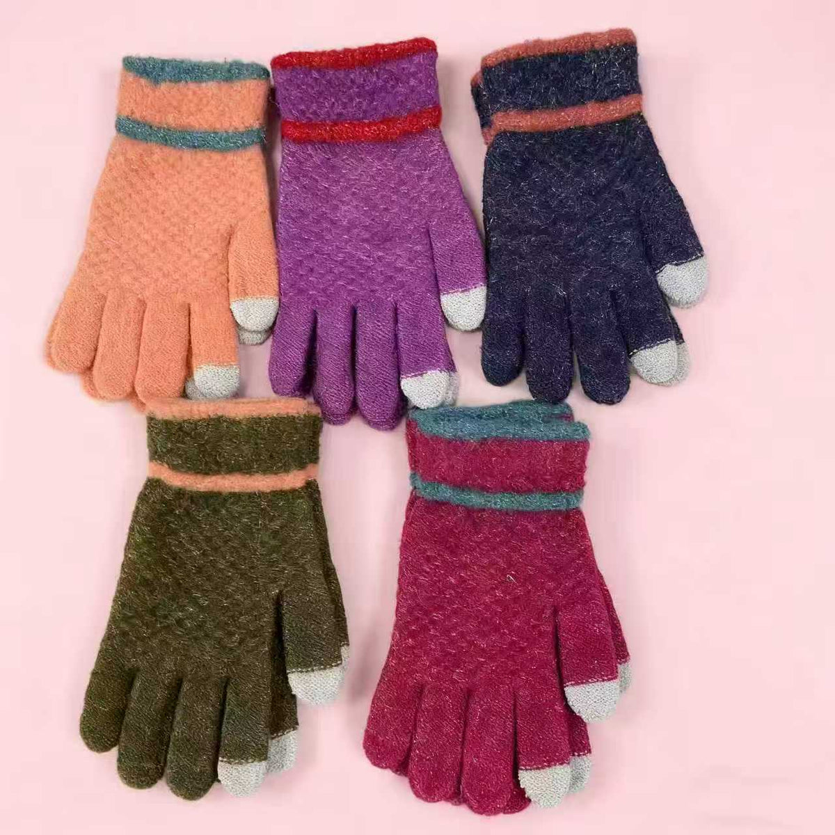 Winter Warm Full Finger Touchscreen Knitted Gloves for Adults