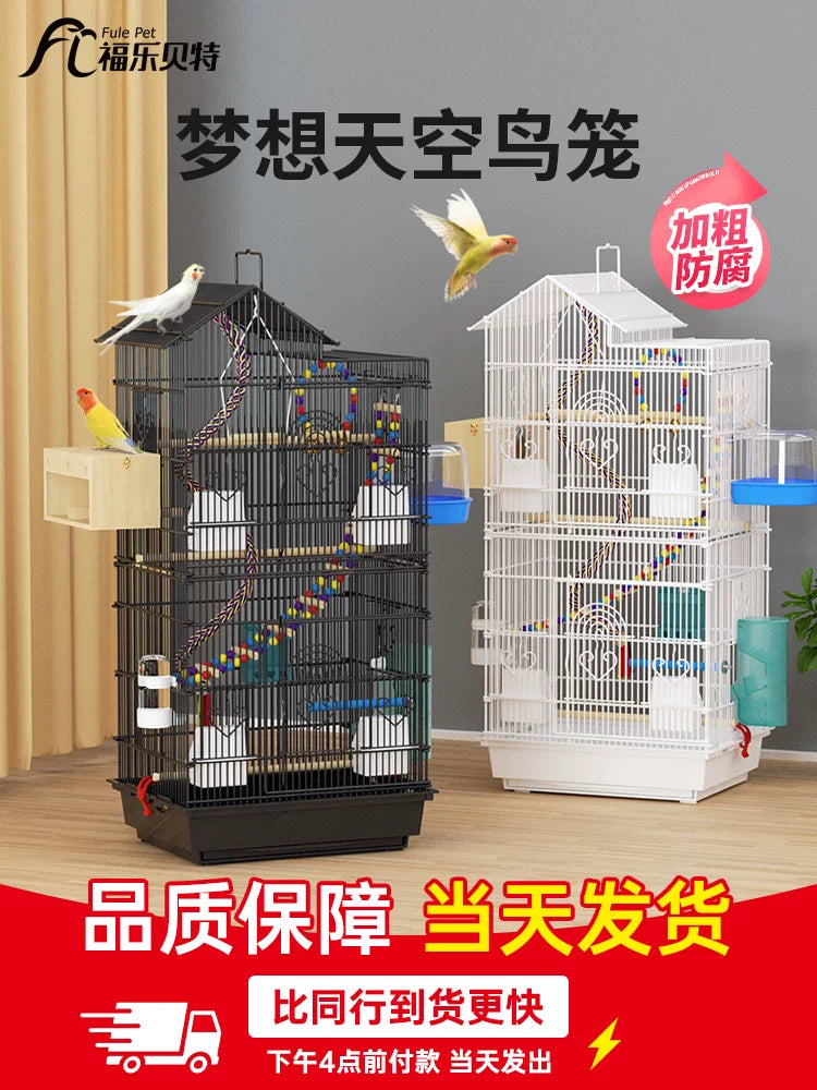 Large Parrot Breeding Cage with Accessories for Budgies Cockatiels Mynahs Peonies