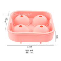 FDA Approved Large Round Whiskey Ice Ball Maker Silicone Mold with Lid - 4 Cavity