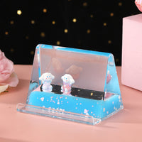 Creative Quicksand Liquid Flowing Phone Stand with Cartoon Figurine Ornament