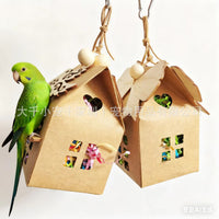 Parrot Chew Toy House with DIY Kraft Paper Hanging Ornament for Christmas