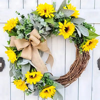Sunflower Lamb's Ear Wreath for Front Door Decor