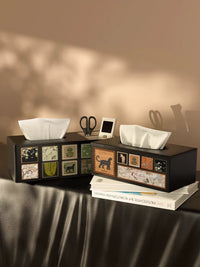 Multi-functional Leather Tissue Box with Remote Control Storage for Desk and Home