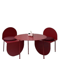 Outdoor Cafe Bistro Milk Tea Shop Red Half-Round Wrought Iron Retro Industrial Style Table and Chair Set