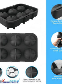 Silicone 6-Sphere Ice Cube Mold for Whiskey and Beverages