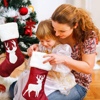 Christmas Stocking Decor Gift Bag Large Deer Pattern