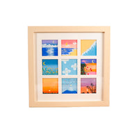 Oil Pastel Painting Display Frame with Mat Board for 10x10cm Artworks, Square Multi-Grid Tabletop/Wall Mount