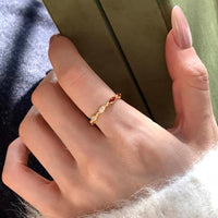 Red Enamel Rhinestone Rhombus Adjustable Ring for Women, Christmas New Year Festive Index Finger Ring