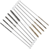 14-Piece Stainless Steel & Copper Wire Tube Cleaning Brush Set with Long Handle for Rust & Burr Removal