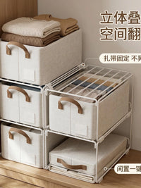Foldable Cotton Linen Storage Box Washable Closet Organizer for Clothes and Home Storage