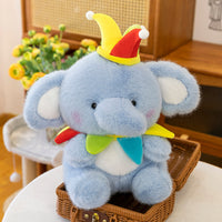 Happy Elephant Plush Toy with Clown Hat, Soft Stuffed Animal for Comfort and Play