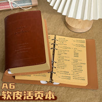 A6 Refillable Kraft Paper Notebook with Soft Leather Cover, Vintage Style for Office and Business, Detachable Lined Pages