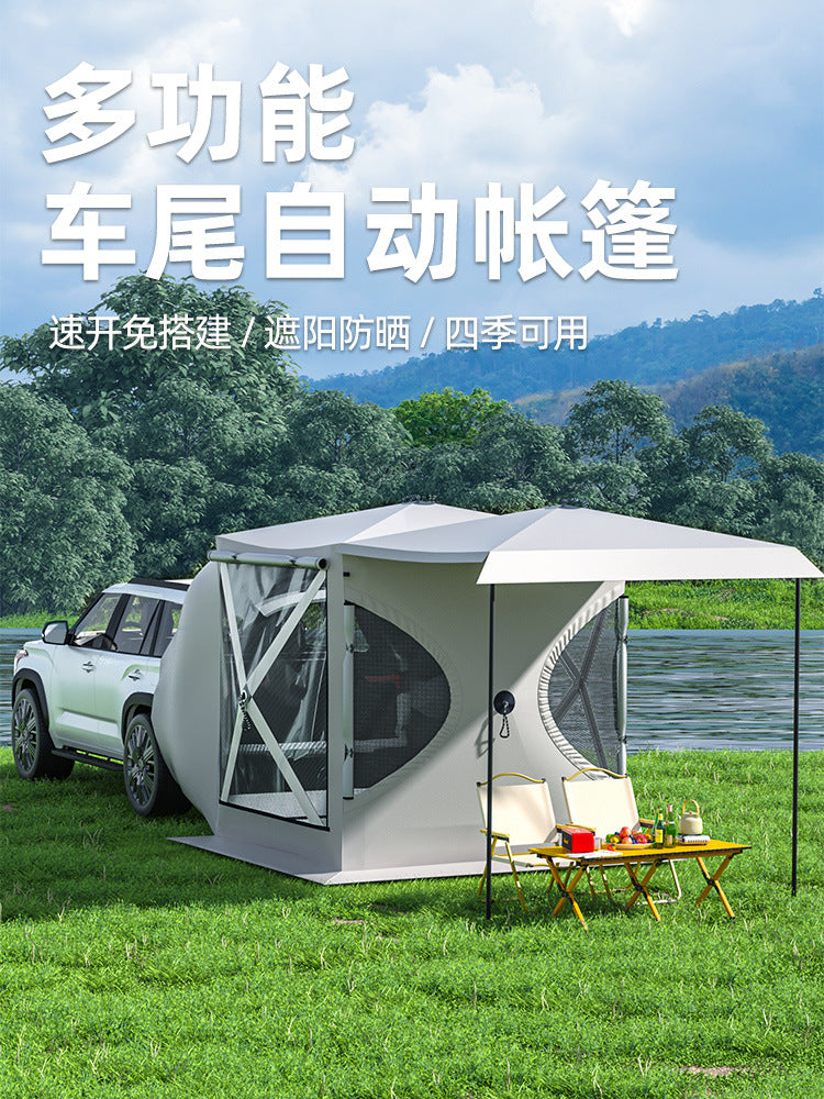 SUV Tailgate Tent with Large TPU Window, Portable Outdoor Camping Sunshade Extension