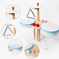 Multifunctional Wooden Drum Set & Cat Music Station for Kids' Early Education