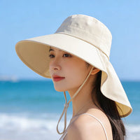 Women's Sun Protection Hat with Neck Flap and Face Mask, Wide Brim Outdoor Sports Travel Shawl Sun Hat