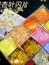 Ginkgo Leaf Glitter Powder for DIY Crafts, Resin Art, and Mahjong Tile Decoration