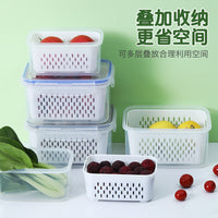 Food Grade Produce Saver Containers with Lids - Drainable Refrigerator Storage Bins for Fruits and Vegetables