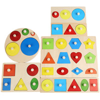 Montessori Wooden Geometric Shape Puzzle Board for Toddlers