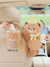 Creative Car Tissue Box Cute Cartoon Animal Hanging Tissue Holder for Car Backseat Interior Decoration