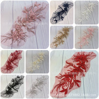 3D Floral Beaded Mesh Embroidery Lace Fabric for Wedding Dresses and Apparel