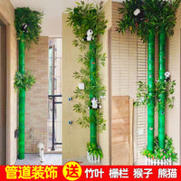 Artificial Birch Tree Bark Pipe Cover with Greenery for Home Decor