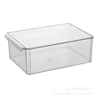 PET Refrigerator Drawer Organizer with Lid, Stackable Transparent Kitchen Storage Box