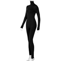 Women's Fleece-Lined Long Sleeve Jumpsuit High Waist Slim Fit Yoga Bodysuit