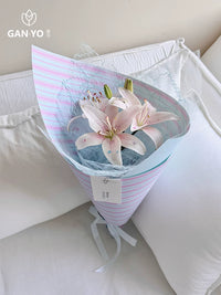 Striped Art Floral Wrapping Paper for Bouquets - 10 Sheets